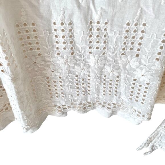 Sundance Cream Boho Eyelet Tunic Blouse size large - Picture 5 of 6